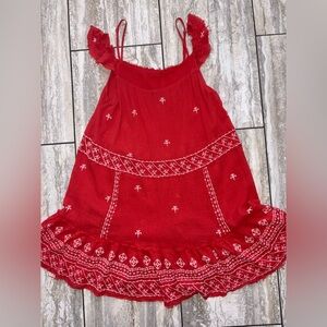 Intimately by Free People LARGE Orange Embroidered Mini Dress Flowy Gauzy